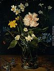 Glass Paintings - Still Life with Flowers in a Glass by Jan the elder Brueghel
